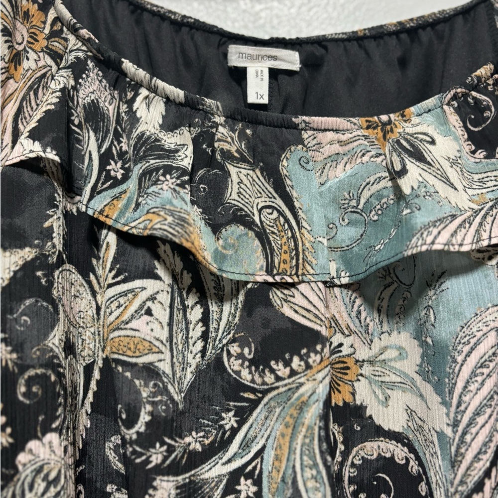 MAURICE'S  Women’s Ruffle collar multi color shirt - Picture 5 of 9